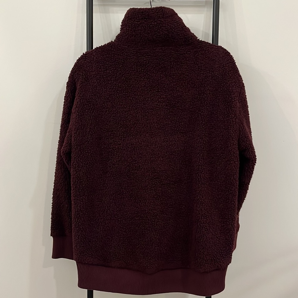 Athleta Talus Deep Burgundy Half Zip Sherpa Pullover Jacket Women Size S - Picture 6 of 9